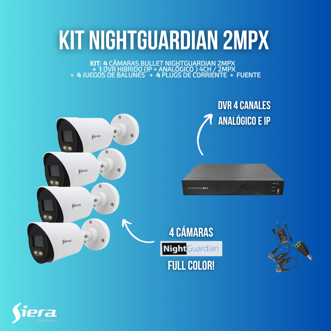 Kit NightGuardian AHD 4xNGS4820 Bullet 2mpx + DVR 4ch